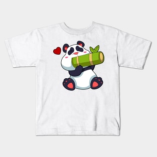 Panda with Bamboo & Heart Kids T-Shirt